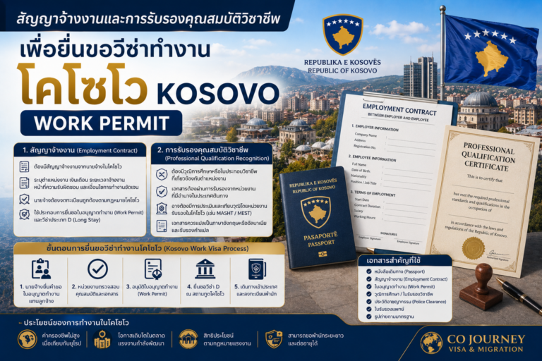 สัญญาจ้างงานและการรับรองคุณสมบัติวิชาชีพเพื่อยื่นขอวีซ่าทำงานโคโซโว Kosovo Work Permit