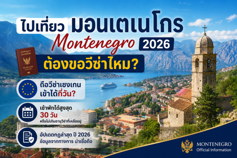 ไปเที่ยวมอนเตเนโกร Montenegro 2026 ต้องขอวีซ่าไหม ถือวีซ่าเชงเกนเข้าได้กี่วัน