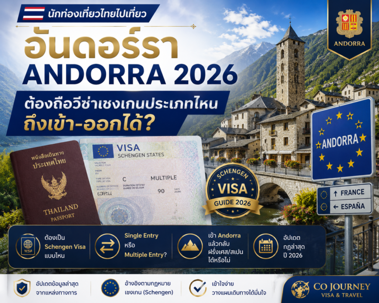 นักท่องเที่ยวไทยไปเที่ยวอันดอร์รา Andorra 2026 ต้องถือวีซ่าเชงเกนประเภทไหนถึงเข้าออกได้