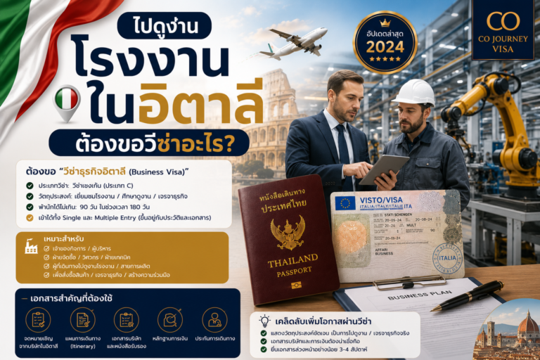 ไปดูงานโรงงานในอิตาลี ต้องขอวีซ่าอะไร? ไปดูงานโรงงานในอิตาลี ต้องขอวีซ่าอะไร?