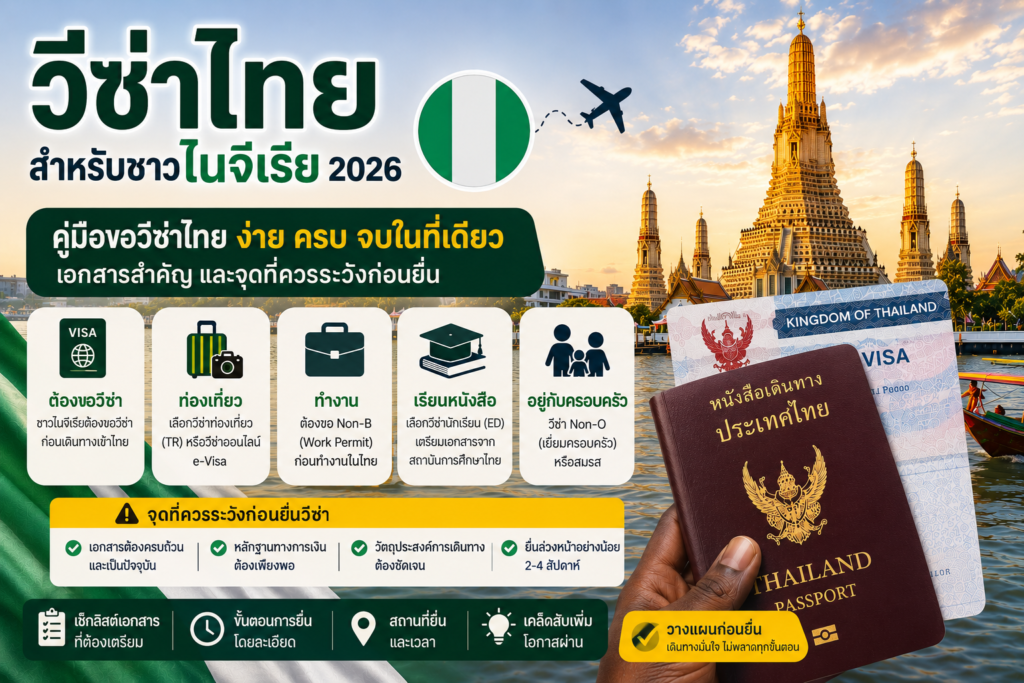 วีซ่าไทยสำหรับชาวไนจีเรีย 2026: คู่มือขอวีซ่าไทย เอกสารสำคัญ และจุดที่ควรระวังก่อนยื่น