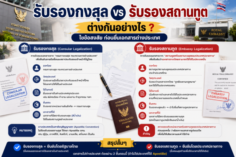 รับรองกงสุลกับสถานทูตต่างกันอย่างไร