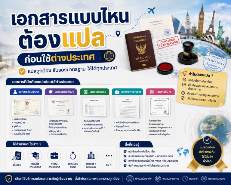 เอกสารแบบไหนต้องแปลก่อนใช้ต่างประเทศ