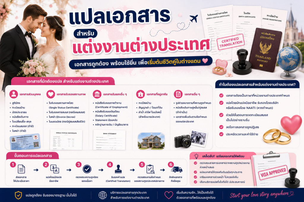 แปลเอกสารสำหรับแต่งงานต่างประเทศ