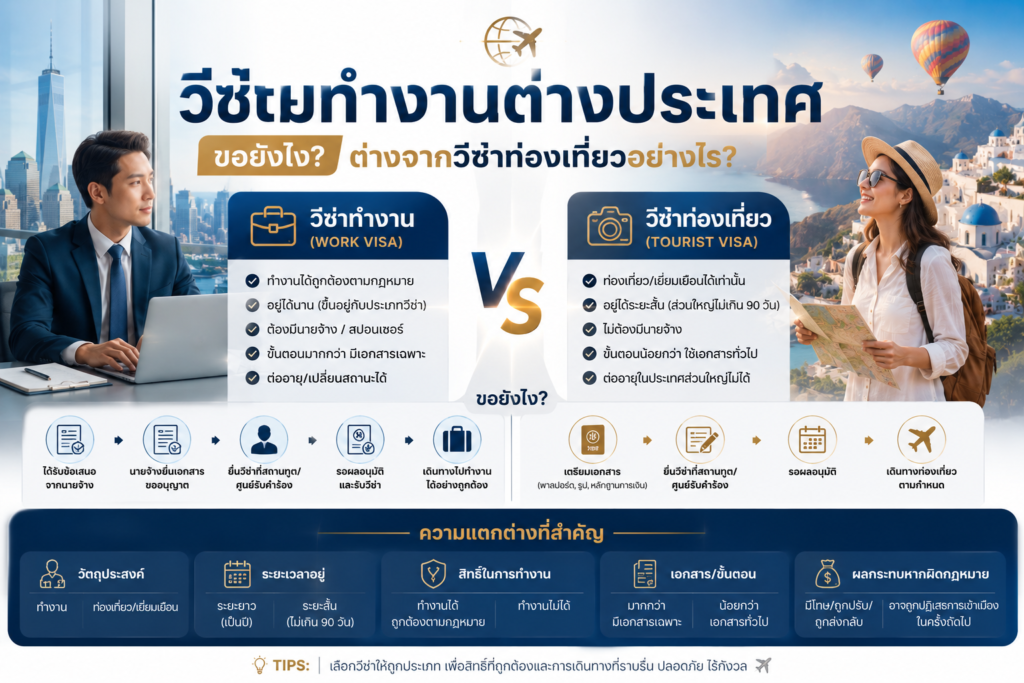 วีซ่าทำงานต่างประเทศ ขอยังไง ต่างจากวีซ่าท่องเที่ยวอย่างไร