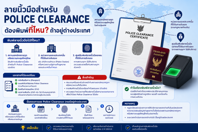 ลายนิ้วมือสำหรับ Police Clearance ต้องพิมพ์ที่ไหน ถ้าอยู่ต่างประเทศ