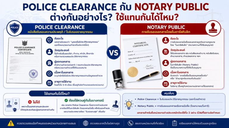 Police Clearance กับ Notary Public ต่างกันอย่างไร ใช้แทนกันได้ไหม