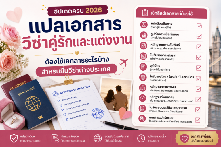 แปลเอกสารวีซ่าคู่รักและแต่งงาน ต้องใช้เอกสารอะไรบ้าง