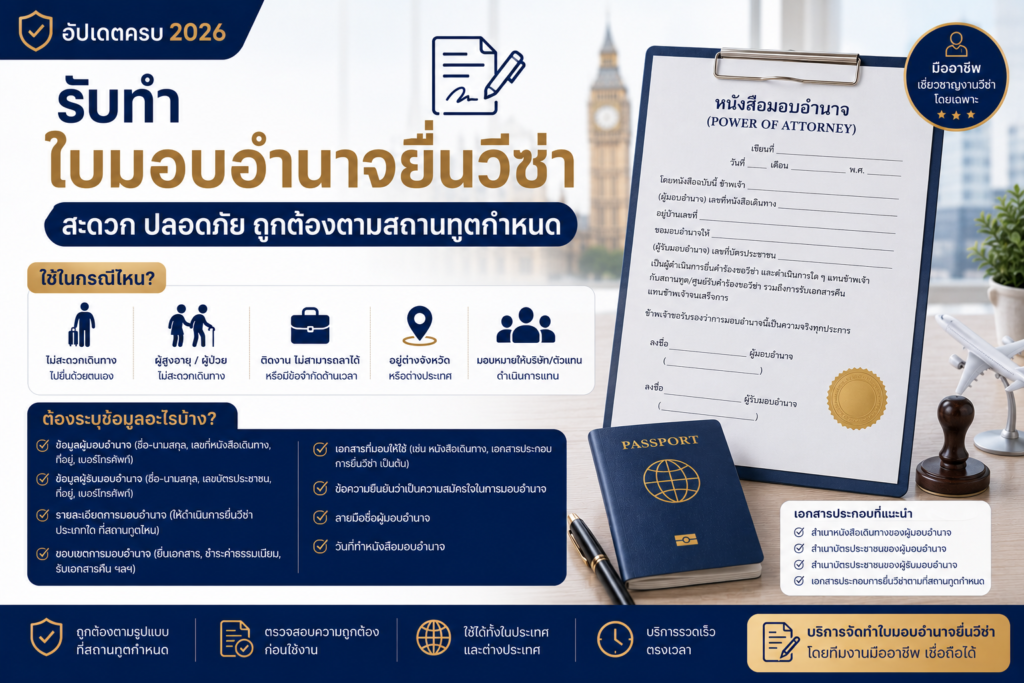 รับทำใบมอบอำนาจยื่นวีซ่า ใช้กรณีไหน และต้องระบุข้อมูลอะไรบ้าง
