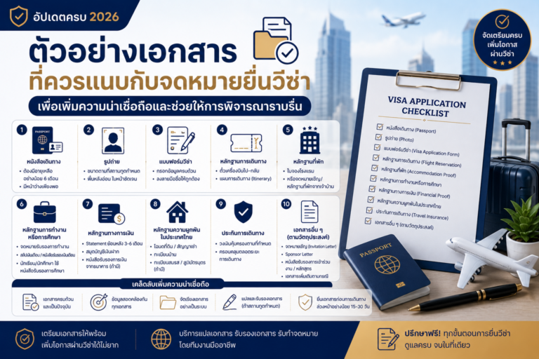 ตัวอย่างเอกสารที่ควรแนบกับจดหมายยื่นวีซ่า เพื่อเพิ่มความน่าเชื่อถือ ตัวอย่างเอกสารที่ควรแนบกับจดหมายยื่นวีซ่า เพื่อเพิ่มความน่าเชื่อถือ