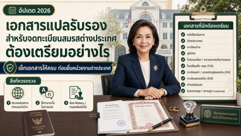 เอกสารแปลรับรองสำหรับจดทะเบียนสมรสต่างประเทศ ต้องเตรียมอย่างไร