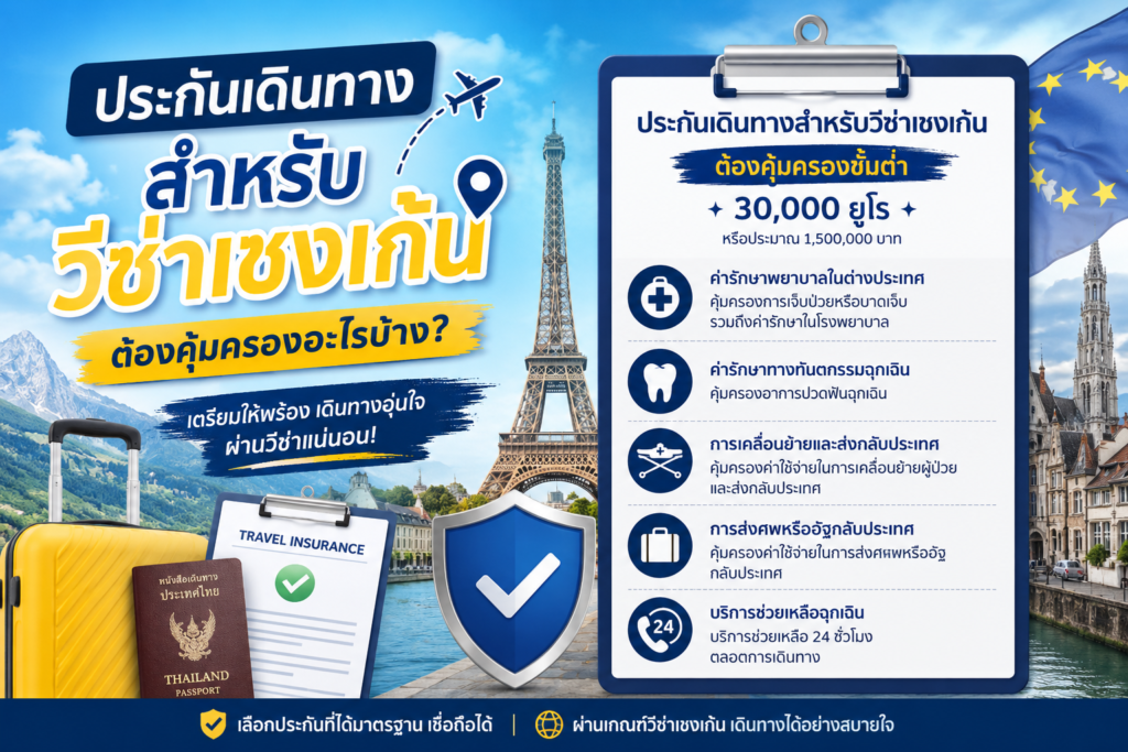 ประกันเดินทางสำหรับวีซ่าเชงเก้นต้องคุ้มครองอะไรบ้าง?