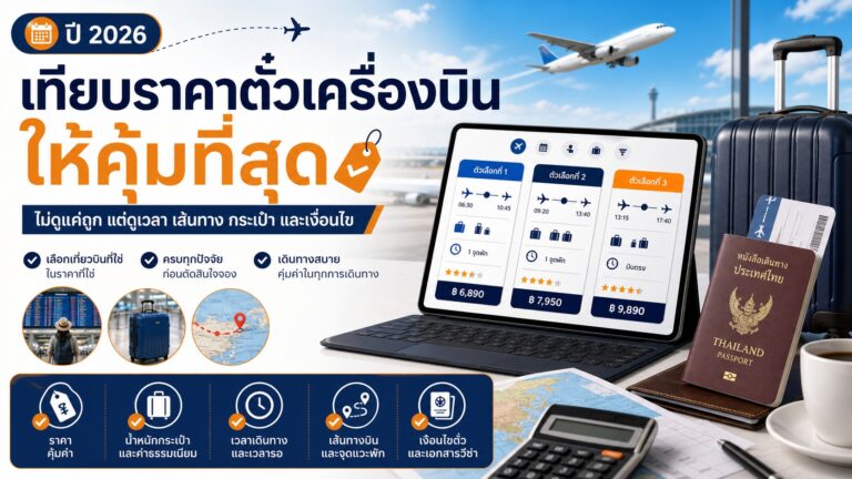วิธีเปรียบเทียบราคาตั๋วเครื่องบินให้คุ้มที่สุด ไม่ดูแค่ถูก แต่ต้องดูทั้งทริป รูปปกบทความ วิธีเปรียบเทียบราคาตั๋วเครื่องบินให้คุ้มที่สุด ไม่ดูแค่ถูก แต่ต้องดูทั้งทริป โดย Co Journey Visa