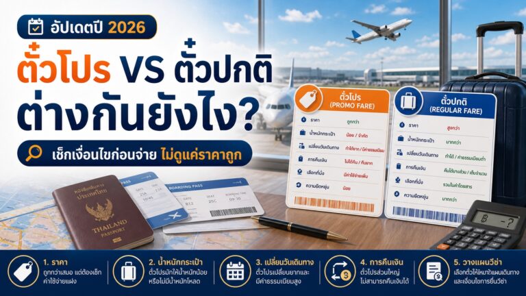 รูปปกบทความ ตั๋วเครื่องบินโปรโมชันกับตั๋วราคาปกติต่างกันอย่างไร โดย Co Journey Visa