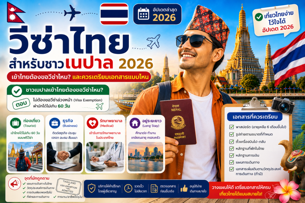 วีซ่าไทยสำหรับชาวเนปาล 2026: เข้าไทยต้องขอวีซ่าไหม และควรเตรียมเอกสารแบบไหน