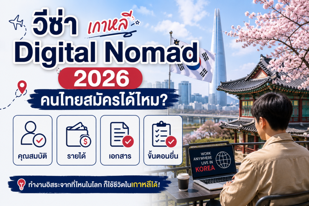 วีซ่า Digital Nomad เกาหลี 2026: คนไทยสมัครได้ไหม? คุณสมบัติ รายได้ เอกสาร และขั้นตอนยื่น