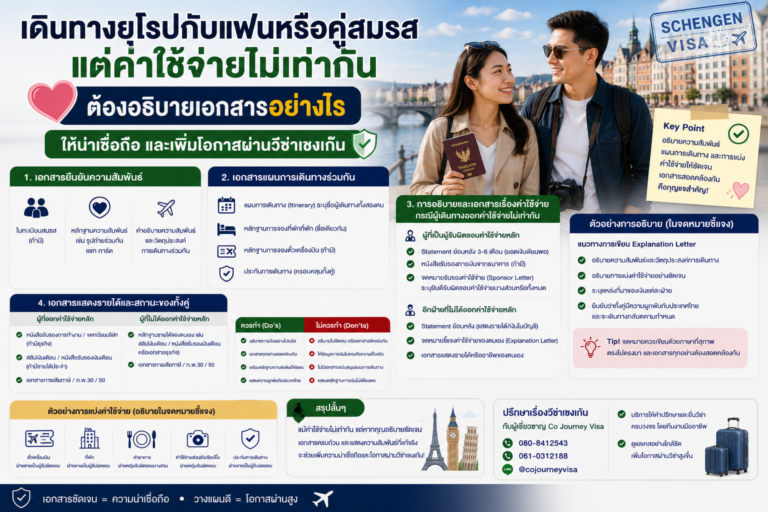 เดินทางยุโรปกับแฟนหรือคู่สมรส แต่ค่าใช้จ่ายไม่เท่ากัน ต้องอธิบายเอกสารอย่างไร