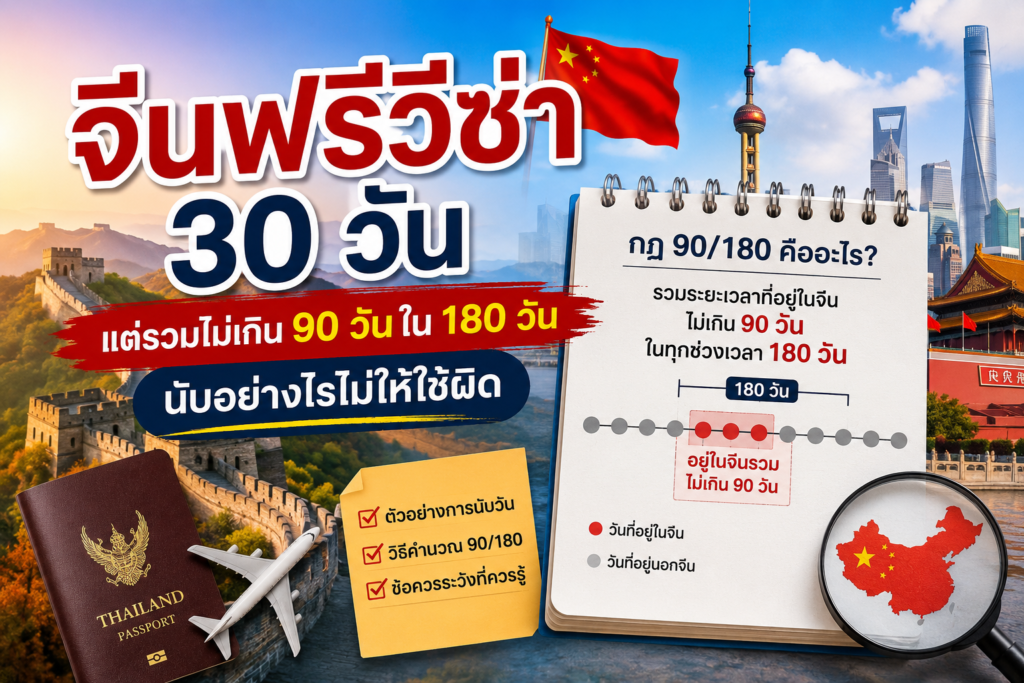 จีนฟรีวีซ่า 30 วัน แต่รวมไม่เกิน 90 วันใน 180 วัน นับอย่างไรไม่ให้ใช้ผิด