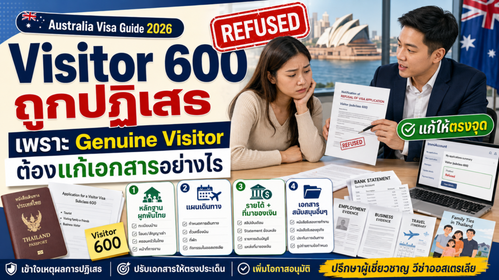 วีซ่าออสเตรเลีย Visitor 600 ถูกปฏิเสธเพราะ Genuine Visitor ต้องแก้เอกสารอย่างไร