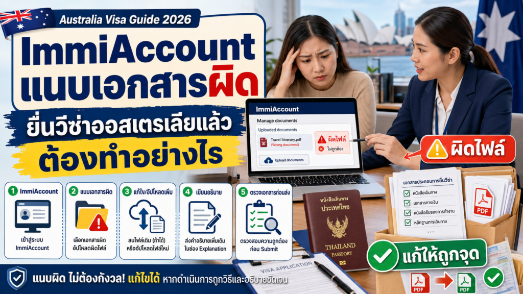 ยื่นวีซ่าออสเตรเลียออนไลน์ผ่าน ImmiAccount แล้วแนบเอกสารผิด ต้องทำอย่างไร