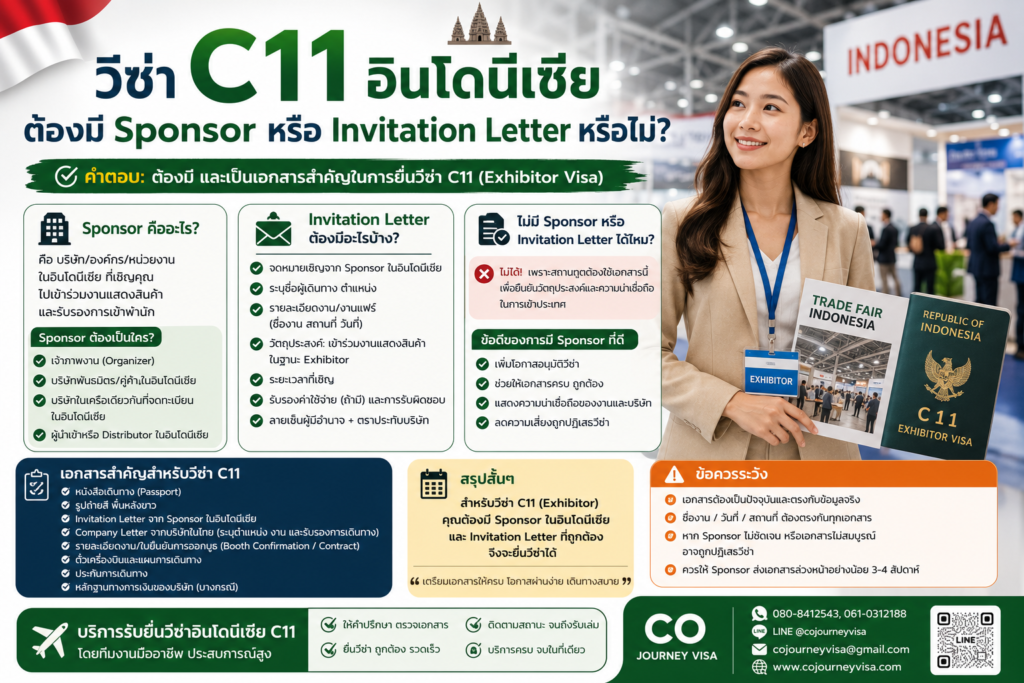 วีซ่า C11 อินโดนีเซียต้องมี Sponsor หรือ Invitation Letter หรือไม่