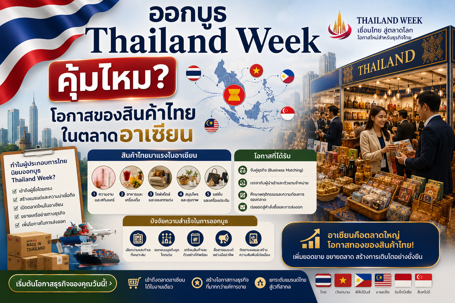 ออกบูธ Thailand Week คุ้มไหม? โอกาสของสินค้าไทยในตลาดอาเซียน