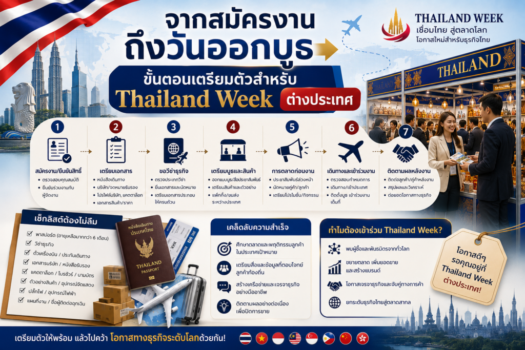 จากสมัครงานถึงวันออกบูธ: ขั้นตอนเตรียมตัวสำหรับ Thailand Week ต่างประเทศ