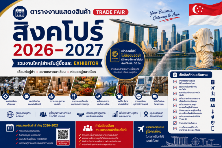 ตารางงาน Trade Fair สิงคโปร์ 2026–2027 พร้อมเช็กลิสต์ก่อนเดินทาง