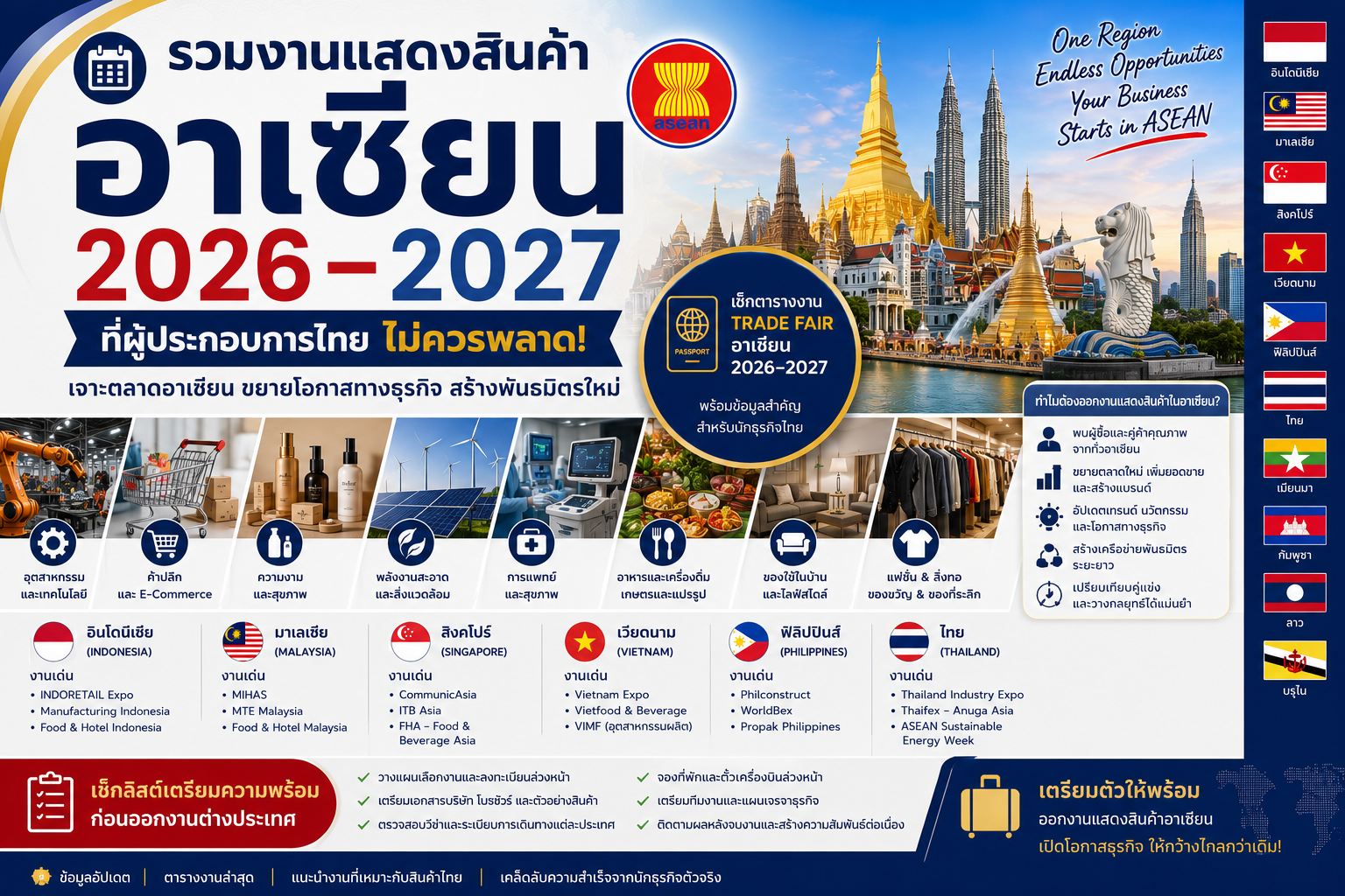 รวมงานแสดงสินค้าอาเซียน 2026–2027 ที่ผู้ประกอบการไทยไม่ควรพลาด