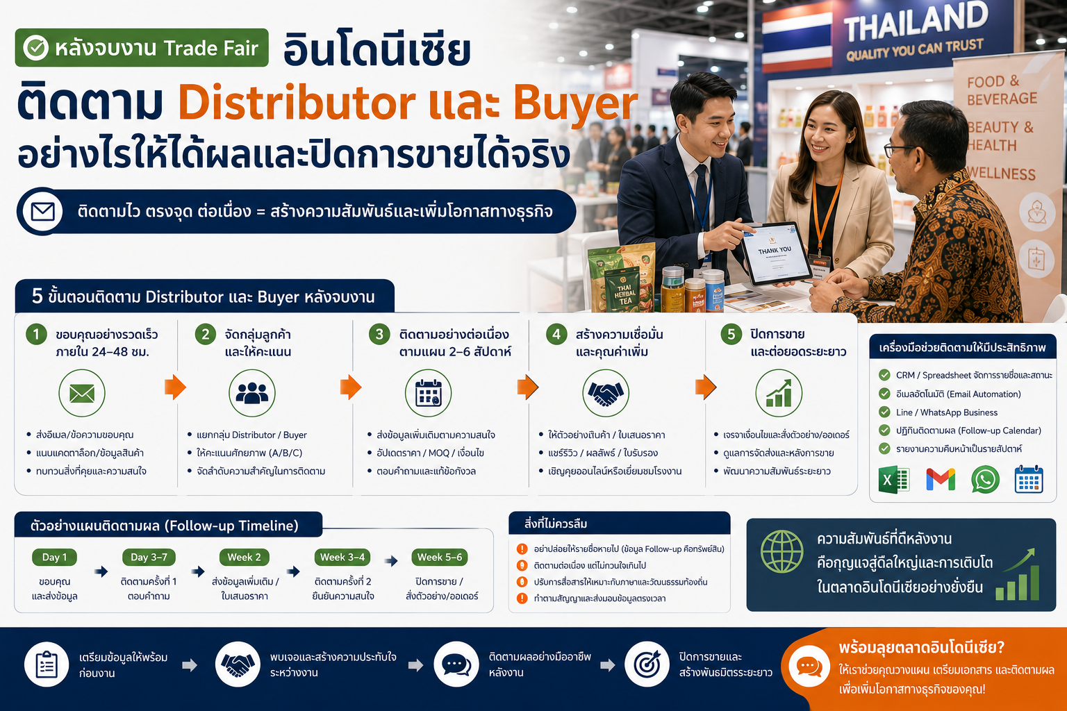 หลังจบ Trade Fair อินโดนีเซีย ควรติดตาม Distributor และ Buyer อย่างไร