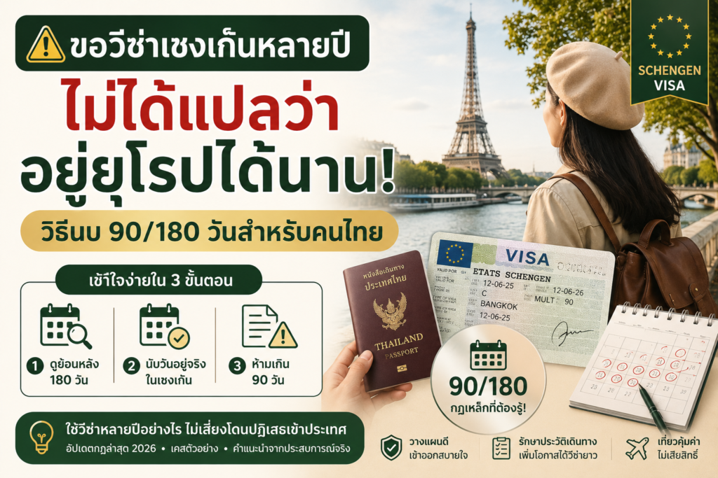 ขอวีซ่าเชงเก้นหลายปีไม่ได้แปลว่าอยู่ยุโรปได้นาน: วิธีนับ 90/180 วันสำหรับคนไทย