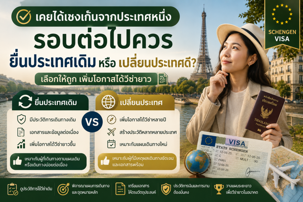 เคยได้เชงเก้นจากประเทศหนึ่ง รอบต่อไปควรยื่นประเทศเดิมหรือเปลี่ยนประเทศดี