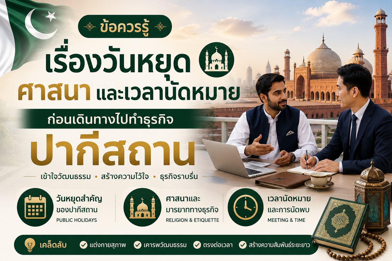 ข้อควรรู้เรื่องวันหยุด ศาสนา และเวลานัดหมายก่อนเดินทางไปทำธุรกิจปากีสถาน