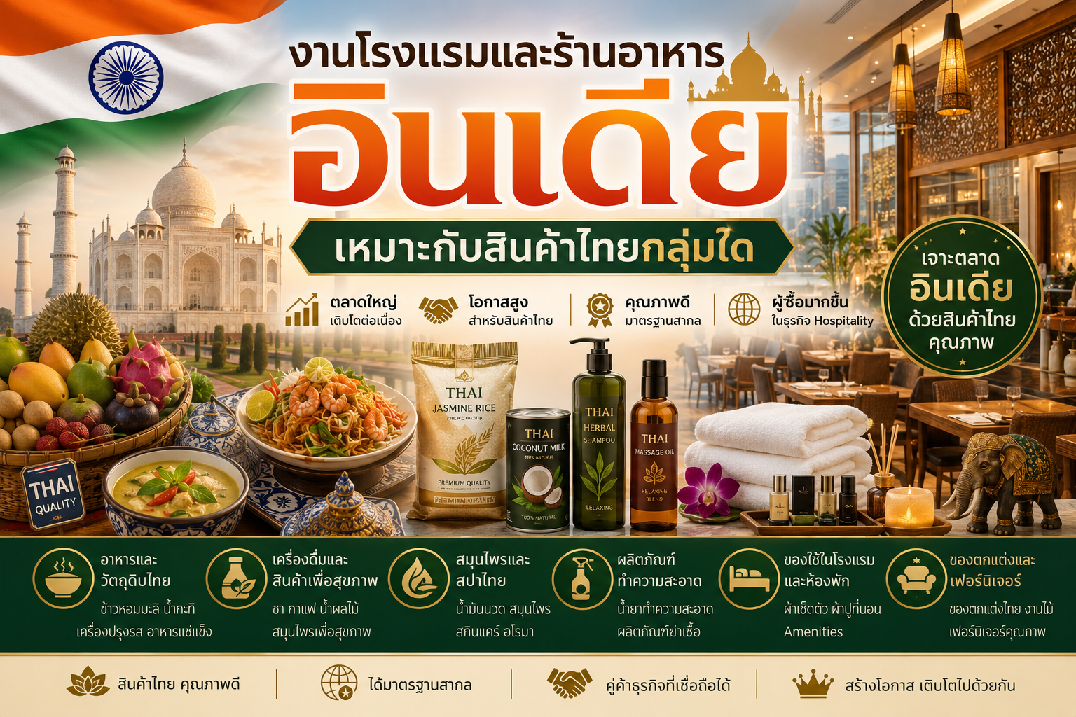 งานโรงแรมและร้านอาหารอินเดีย เหมาะกับสินค้าไทยกลุ่มใด