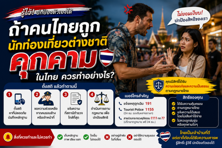 ถ้าคนไทยถูกนักท่องเที่ยวต่างชาติคุกคามในไทย ควรทำอย่างไร?