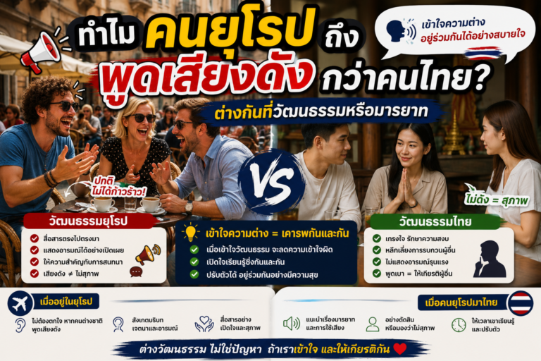 ทำไมคนยุโรปถึงพูดเสียงดังกว่าคนไทย? ต่างกันที่วัฒนธรรมหรือมารยาท ทำไมคนยุโรปถึงพูดเสียงดังกว่าคนไทย? ต่างกันที่วัฒนธรรมหรือมารยาท