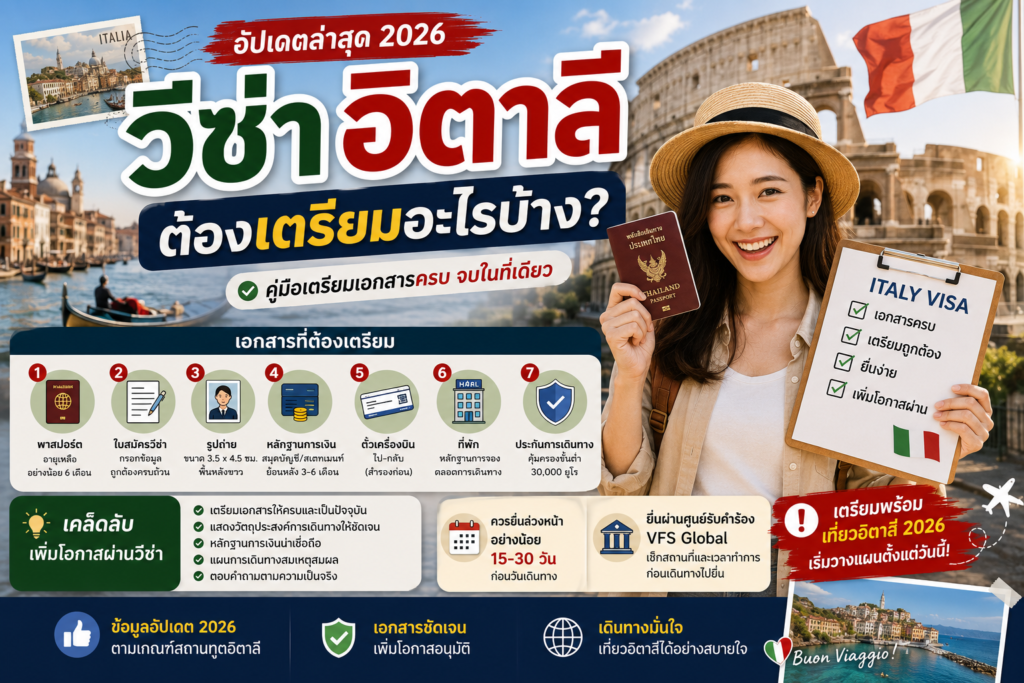 วีซ่าอิตาลี 2026 ต้องเตรียมอะไรบ้าง?
