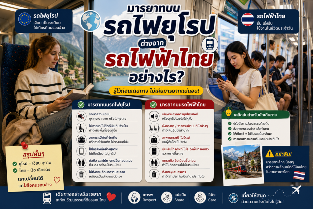 มารยาทบนรถไฟยุโรป ต่างจากรถไฟฟ้าไทยอย่างไร