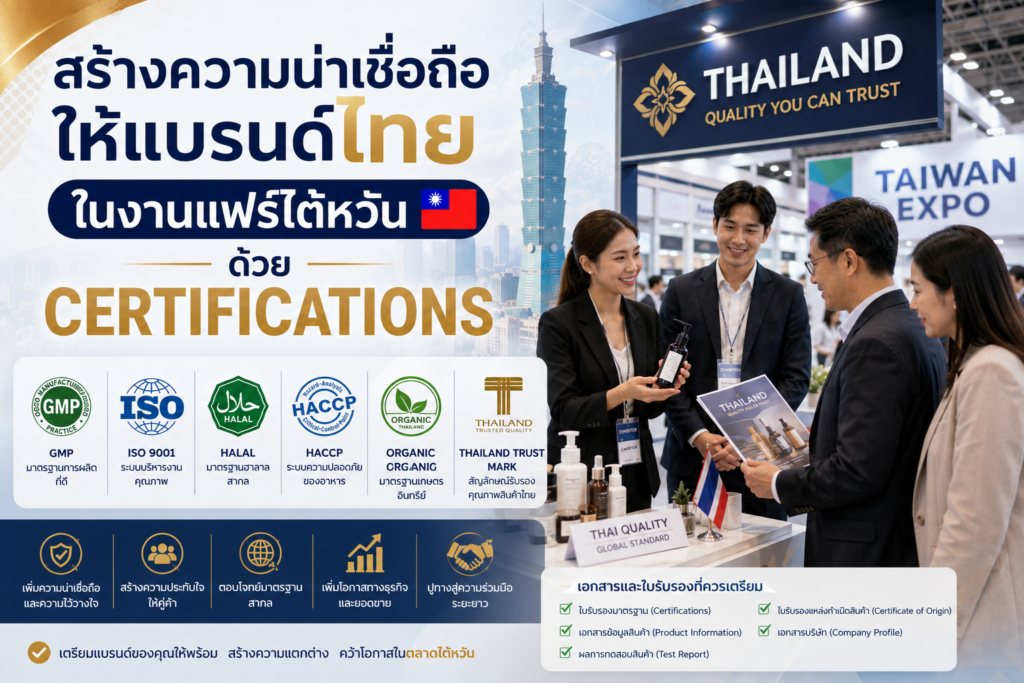สร้างความน่าเชื่อถือให้แบรนด์ไทยในงานแฟร์ไต้หวันด้วย Certifications