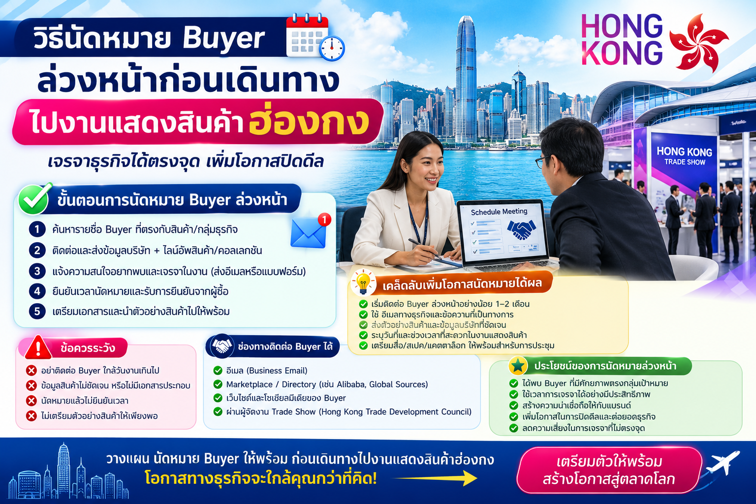 วิธีนัดหมาย Buyer ล่วงหน้าก่อนเดินทางไปงานแสดงสินค้าฮ่องกง