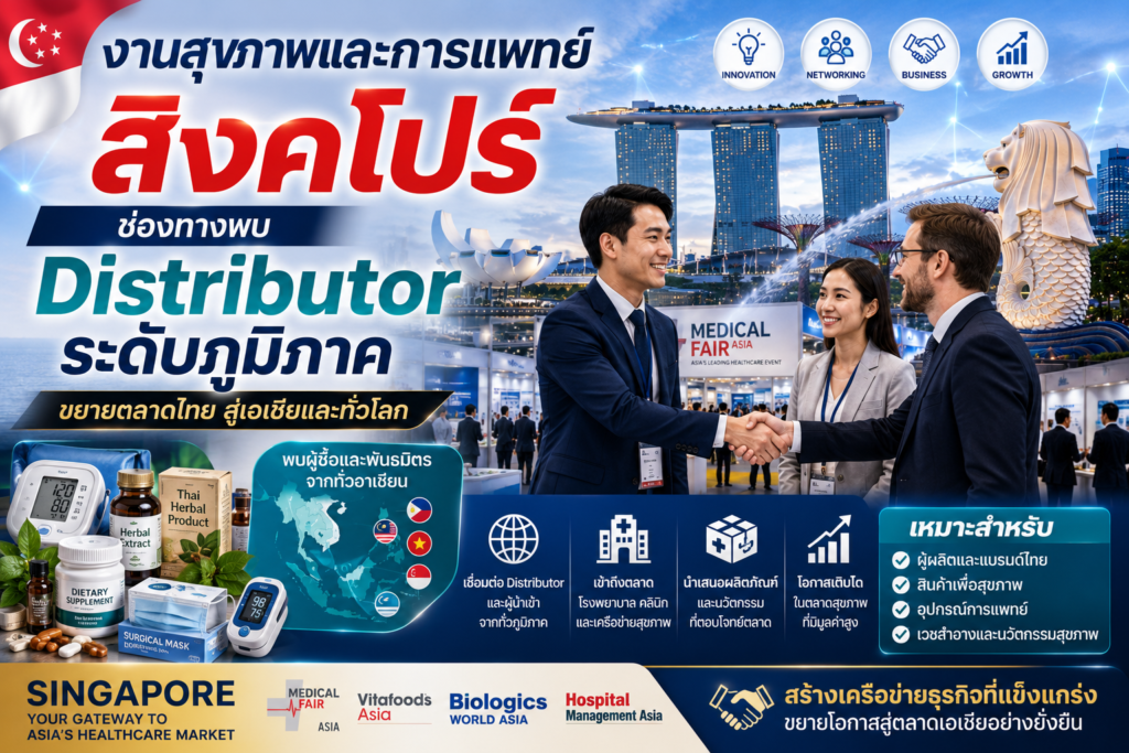 งานสุขภาพและการแพทย์สิงคโปร์ ช่องทางพบ Distributor ระดับภูมิภาค