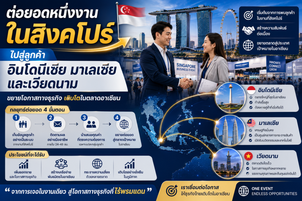 ต่อยอดหนึ่งงานในสิงคโปร์ไปสู่ลูกค้าอินโดนีเซีย มาเลเซีย และเวียดนาม