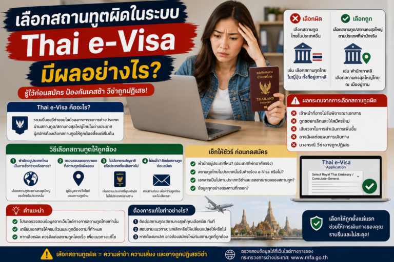 เลือกสถานทูตผิดในระบบ Thai e-Visa มีผลอย่างไร