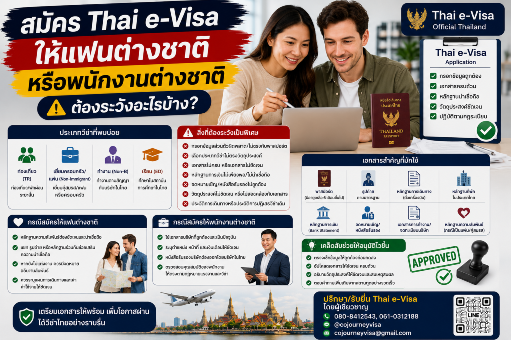 สมัคร Thai e-Visa ให้แฟนต่างชาติหรือพนักงานต่างชาติ ต้องระวังอะไร
