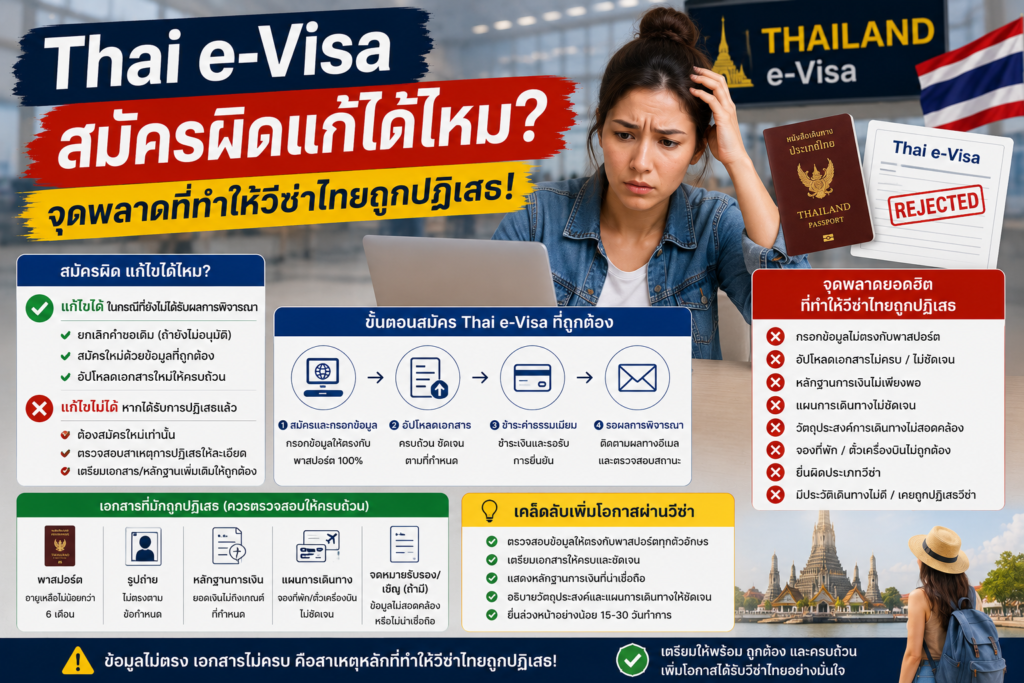 Thai e-Visa สมัครผิดแก้ได้ไหม จุดพลาดที่ทำให้วีซ่าไทยถูกปฏิเสธ