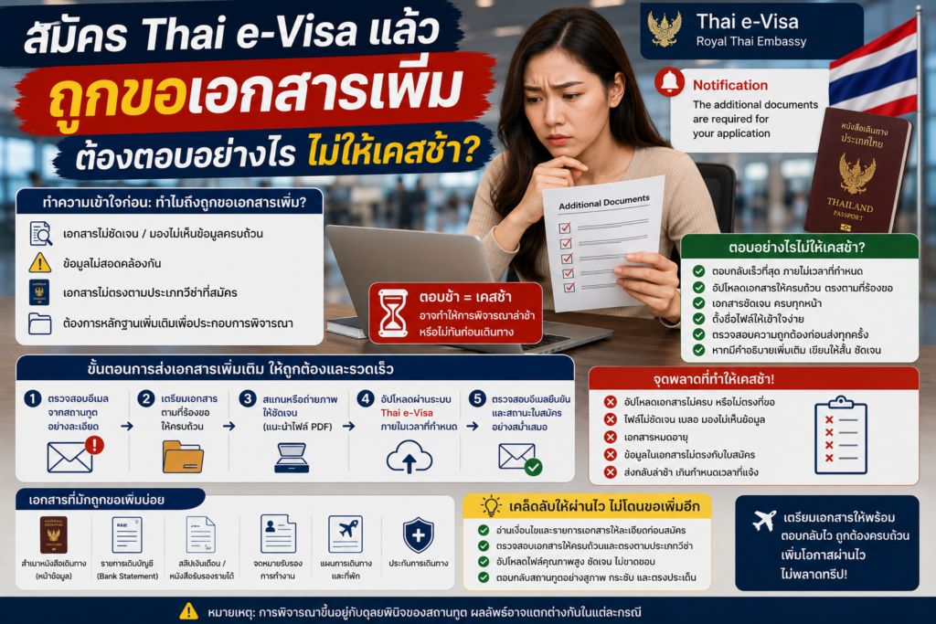 สมัคร Thai e-Visa แล้วถูกขอเอกสารเพิ่ม ต้องตอบอย่างไรไม่ให้เคสช้า