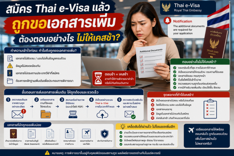 สมัคร Thai e-Visa แล้วถูกขอเอกสารเพิ่ม ต้องตอบอย่างไรไม่ให้เคสช้า