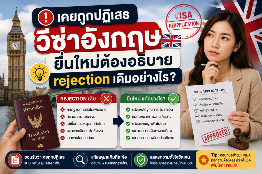 เคยถูกปฏิเสธวีซ่าอังกฤษ ยื่นใหม่ต้องอธิบาย rejection เดิมอย่างไร