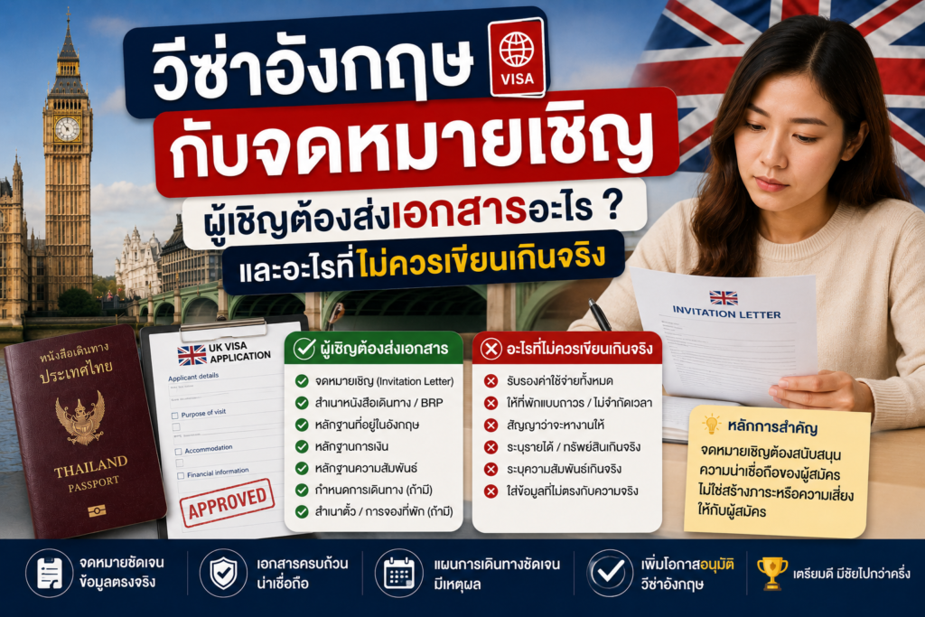 วีซ่าอังกฤษกับจดหมายเชิญ: ผู้เชิญต้องส่งเอกสารอะไร และอะไรที่ไม่ควรเขียนเกินจริง