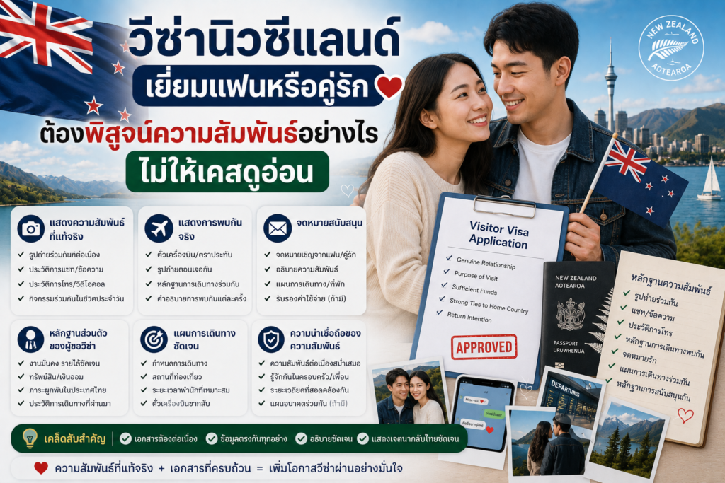 วีซ่านิวซีแลนด์เยี่ยมแฟนหรือคู่รัก ต้องพิสูจน์ความสัมพันธ์อย่างไรไม่ให้เคสดูอ่อน